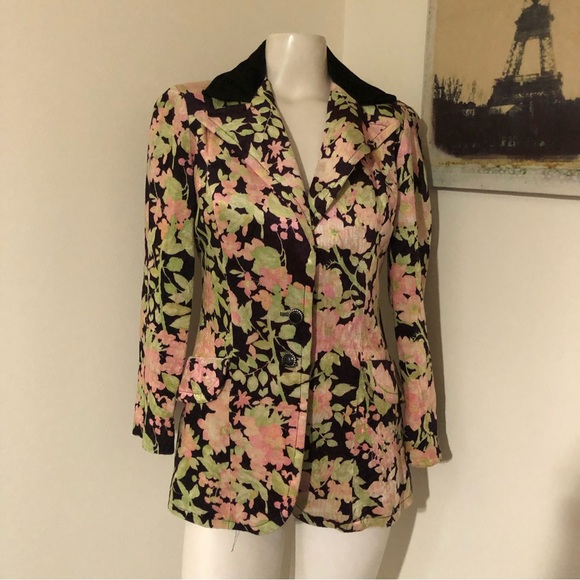Vintage Peaked Lapel Spring Floral Blazer 6 - Picture 1 of 9
